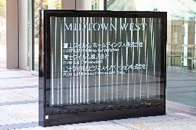 Fujifilm Holdings signboard and logo